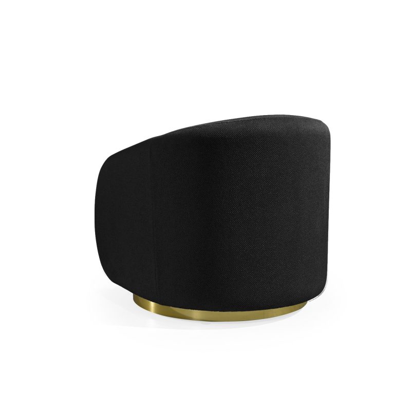 Cadeirão Estofado em Preto com Base em Dourado