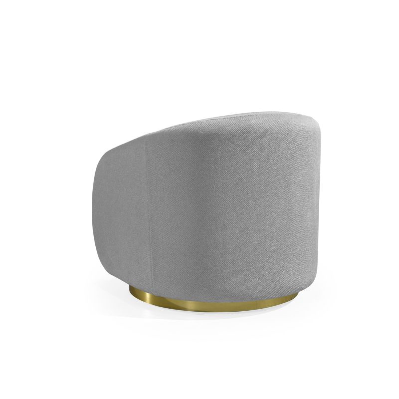 Cadeirão Estofado em Cinza com Base em Dourado