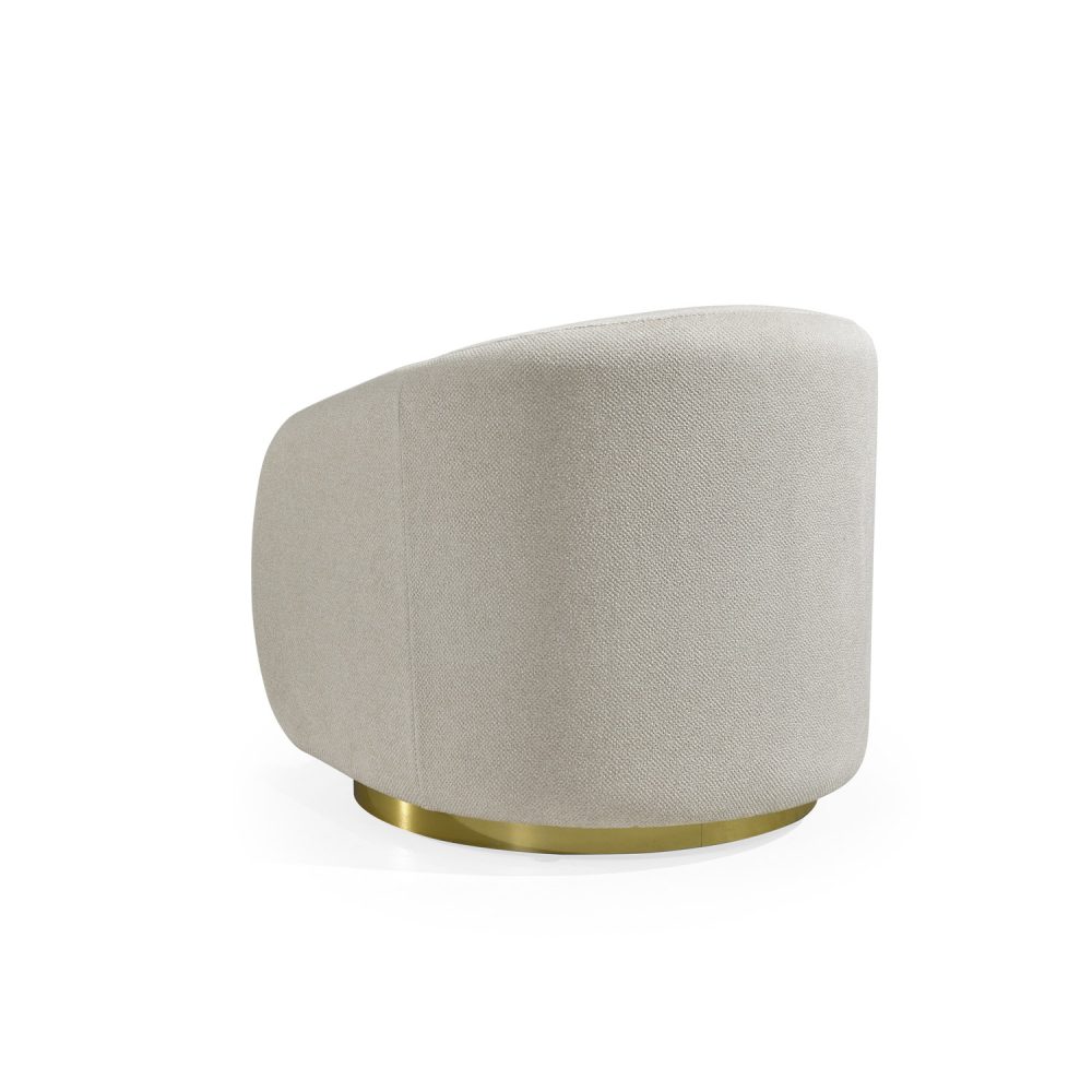 Cadeirão Estofado em Branco com Base em Dourado
