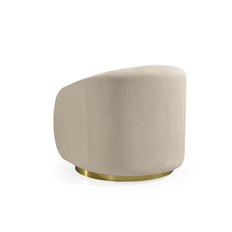 Cadeirão Estofado em Bege com Base em Dourado