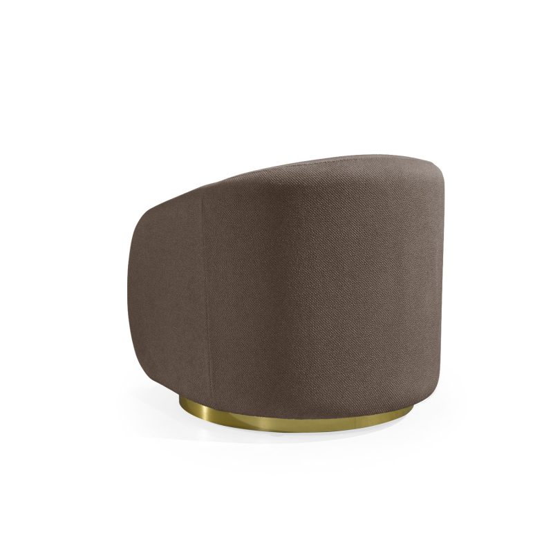Cadeirão Estofado em Castanho com Base em Dourado