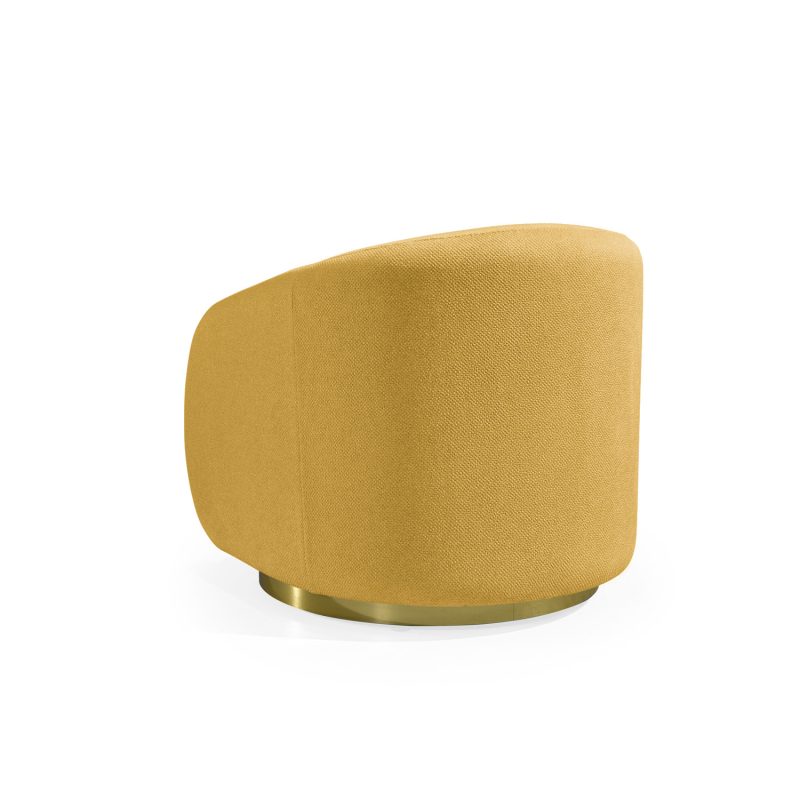 Cadeirão Estofado em Amarelo com Base em Dourado