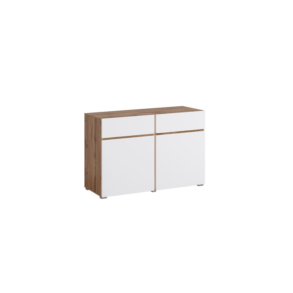 Aparador Cross - Branco + Carvalho Wotan, Comprimento de 120 cm